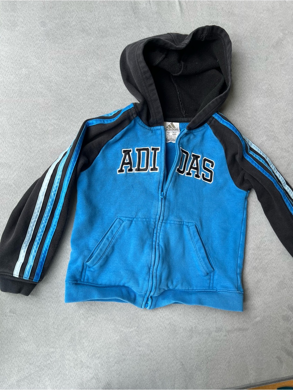 Lot of 3 adidas 4T Jackets: Navy/Orange & Gray/Lime Track Jkt, Blue/Black Hoodie - Picture 7 of 12
